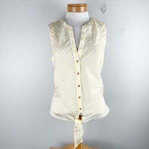 Anthro Maeve Yellow Diagonal Stripe Tie-front Tank
